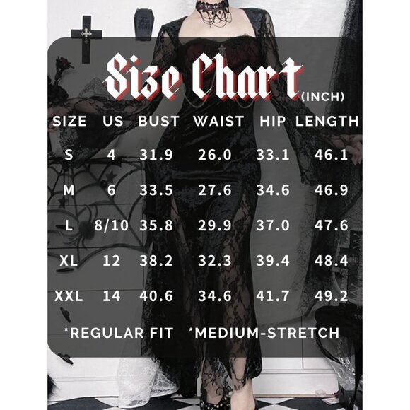 Contrast Lace Long Sleeve Split Dress Black Goth Vintage Dresses Clothes - Picture 4 of 8